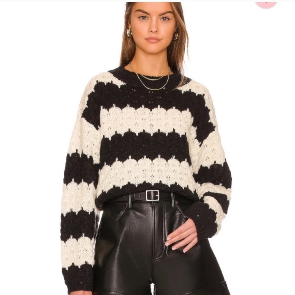 Line & Dot Revolve Beckett Sweater Pointelle Knit Cozy Soft
